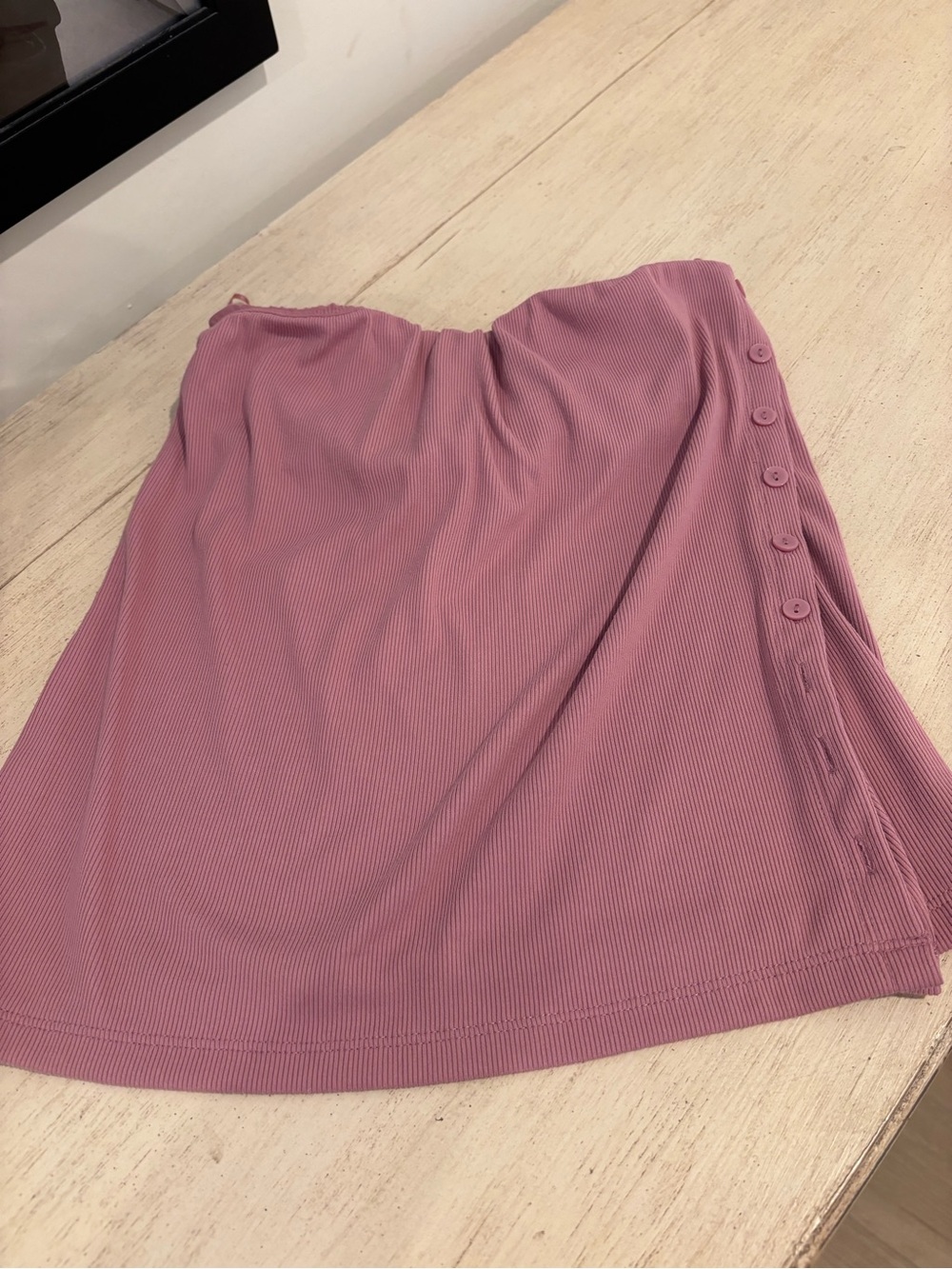 Abercrombie & Fitch Dusty Rose Ribbed Button-Trim